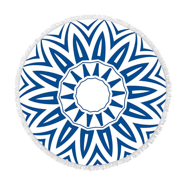 Round Fringed Beach Towel - Colorful Microfiber Bath Towel for Pool & Spa - Aqova