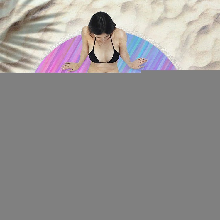 Round Fringed Beach Towel - Colorful Microfiber Bath Towel for Pool & Spa - Aqova