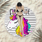 Round Fringed Beach Towel - Colorful Microfiber Bath Towel for Pool & Spa - Aqova