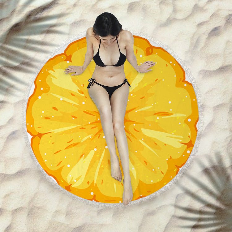 Round Fringed Beach Towel - Colorful Microfiber Bath Towel for Pool & Spa - Aqova