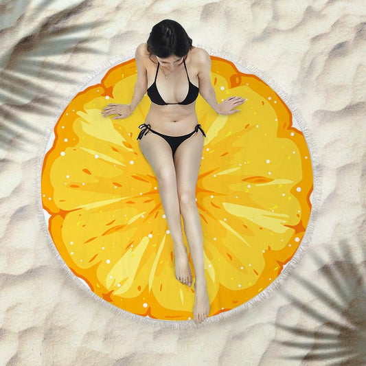 Round Fringed Beach Towel - Colorful Microfiber Bath Towel for Pool & Spa - Aqova
