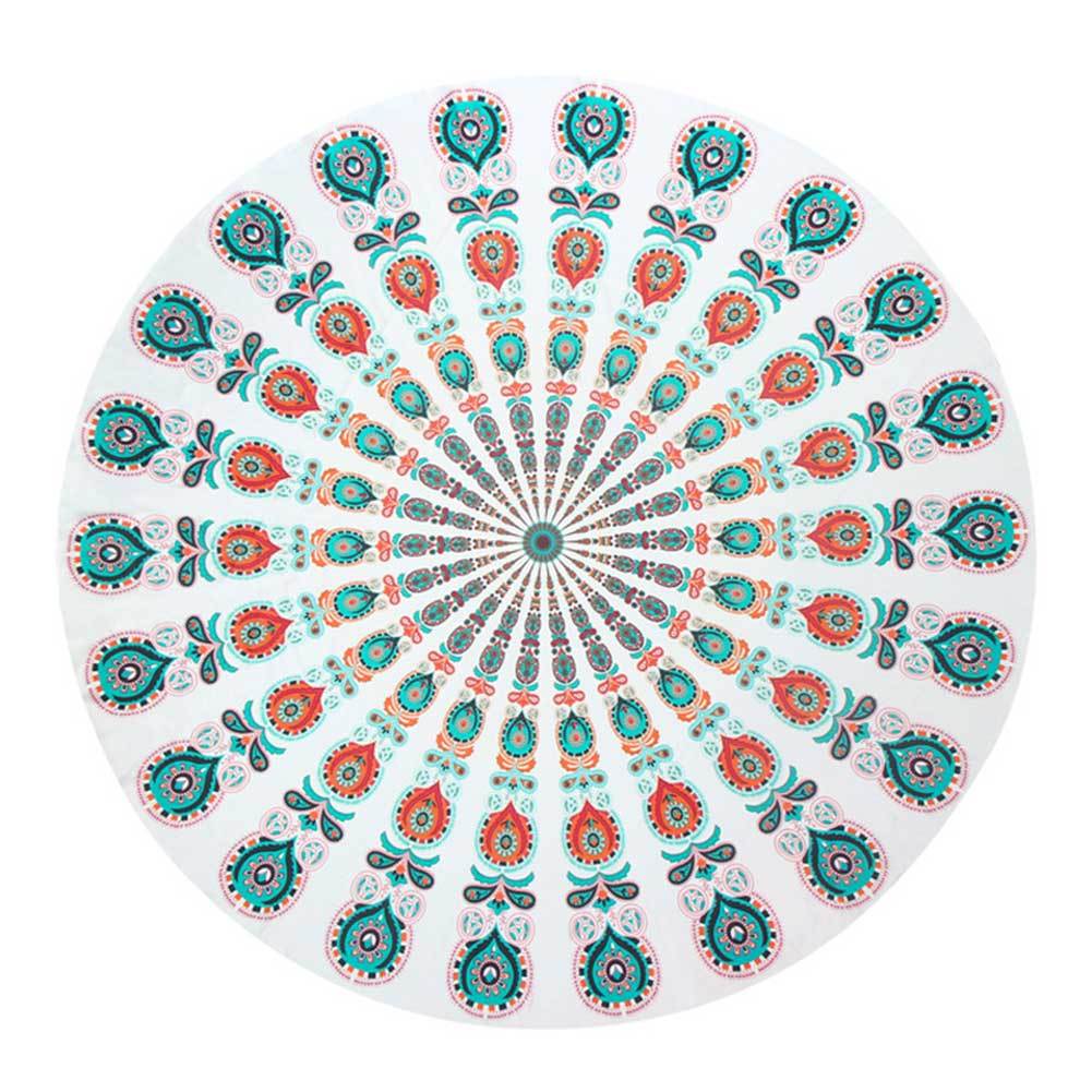Round Mandala Tapestry Carpet - 150x150 cm Polyester Home Decor - Aqova