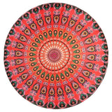 Round Mandala Tapestry Carpet - 150x150 cm Polyester Home Decor - Aqova