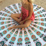 Round Mandala Tapestry Carpet - 150x150 cm Polyester Home Decor - Aqova