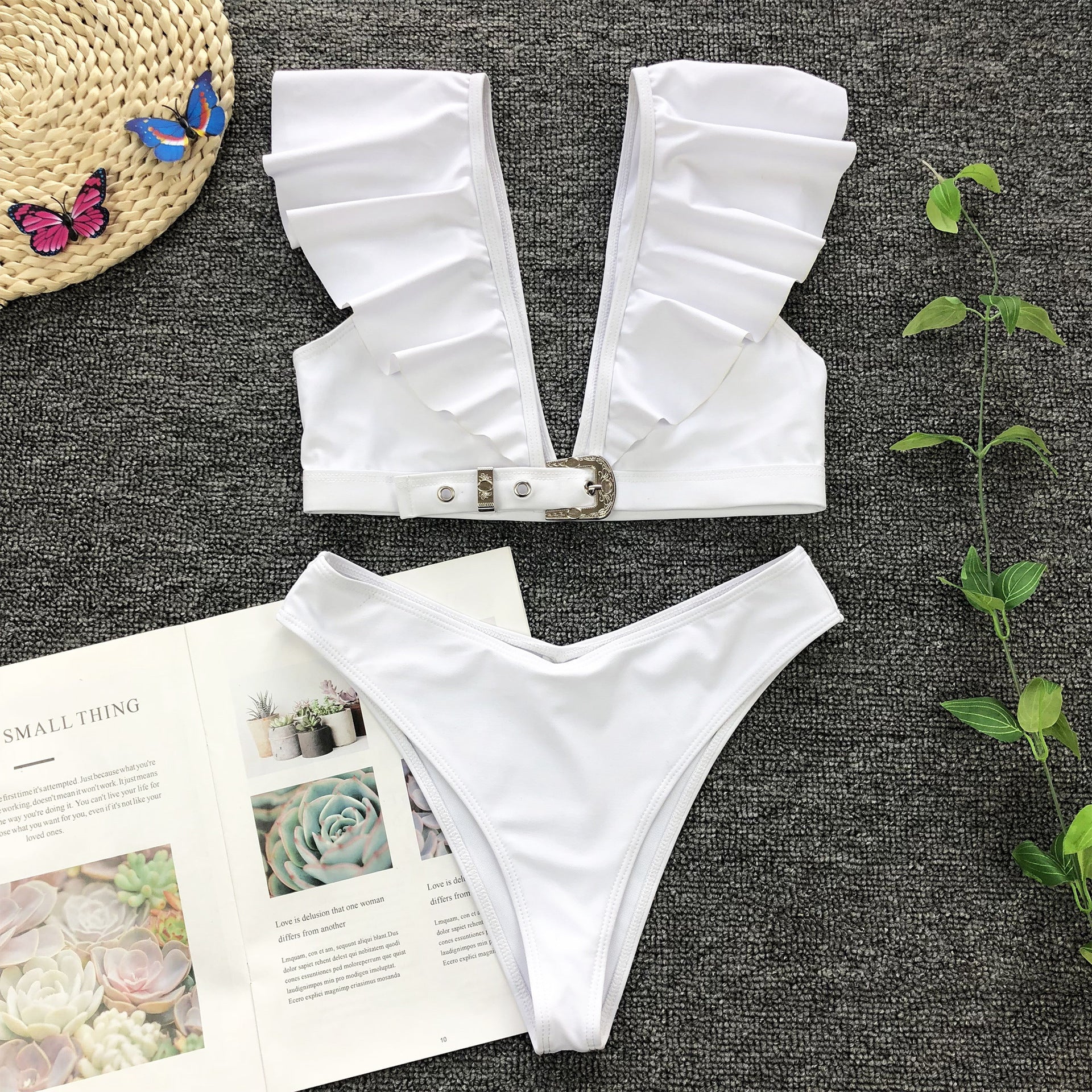 Ruffle bikini sexy split swimsuit women's swimwear - Aqova