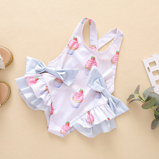 Ruffled One - Piece Swimsuit for Kids - Casual White Swimwear - Aqova