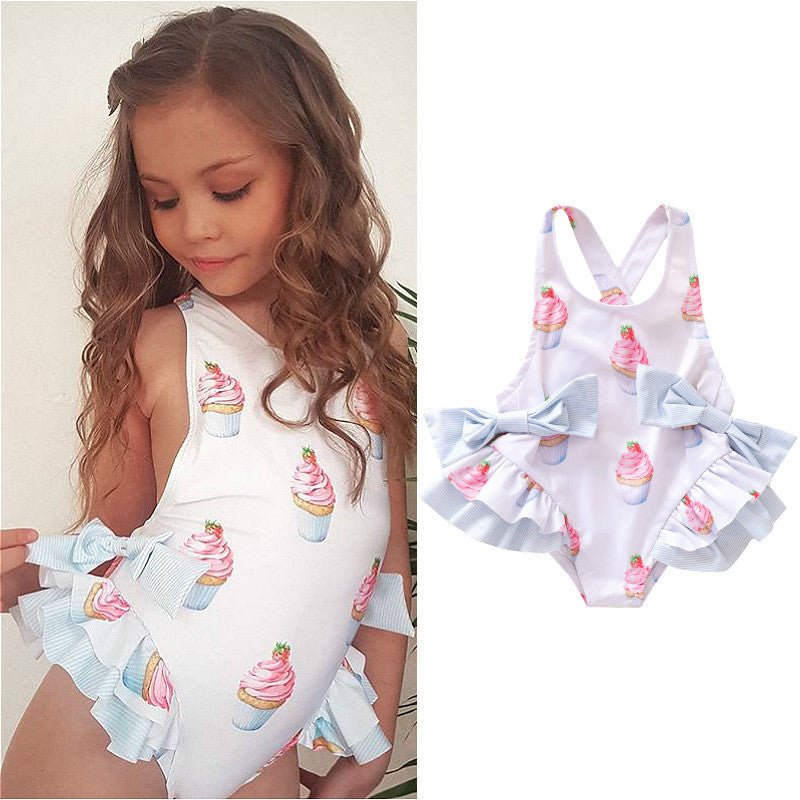 Ruffled One - Piece Swimsuit for Kids - Casual White Swimwear - Aqova