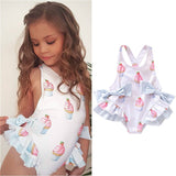 Ruffled One - Piece Swimsuit for Kids - Casual White Swimwear - Aqova