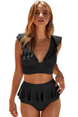 Ruffled Swimwear - Sexy Lotus Leaf Skirt in Red, Black, and Orange - Aqova