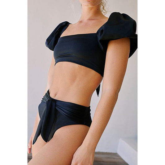 Ruffles Bikini Swimwear - Sexy Solid Color Bandage Women's Swimsuit for Beach and Pool - Aqova