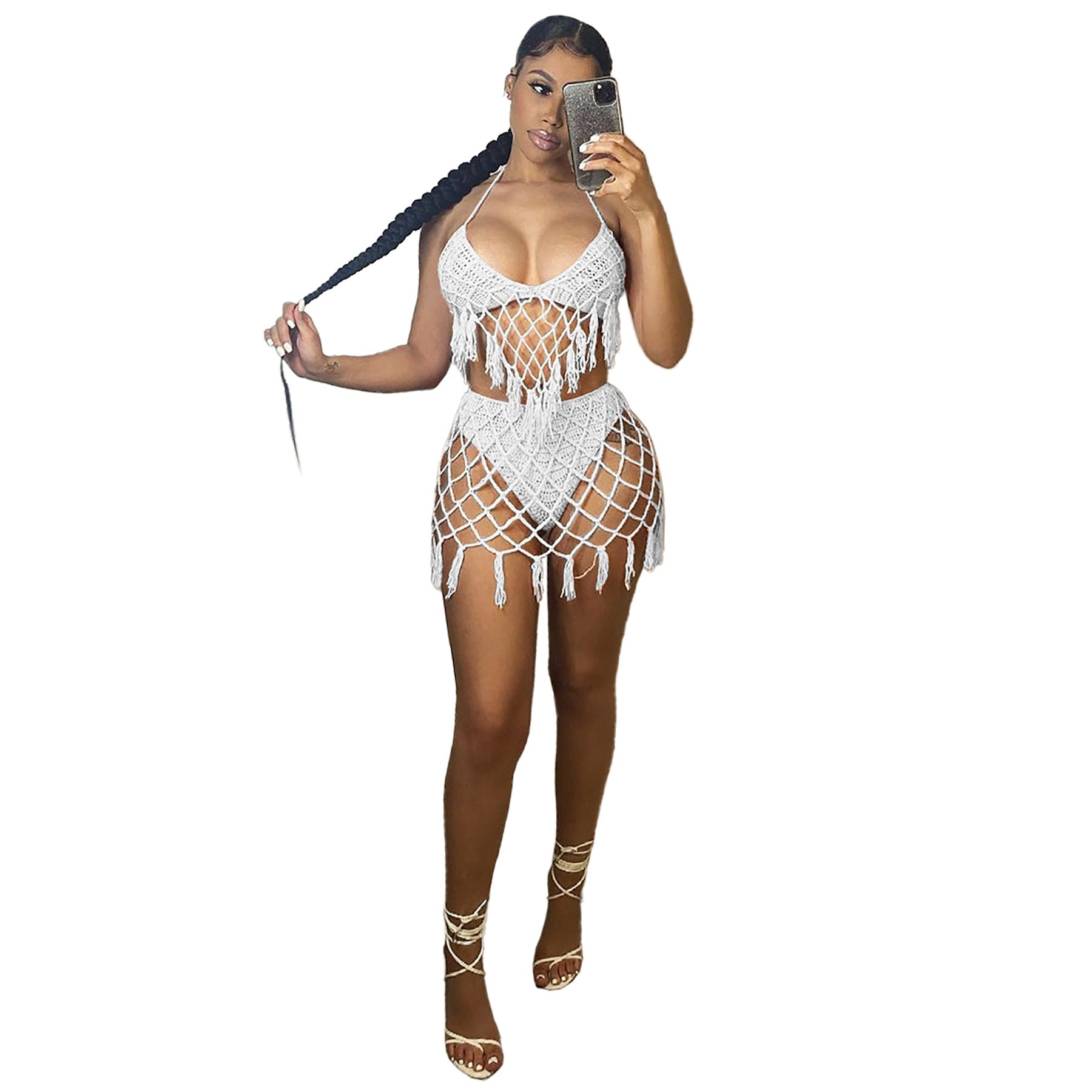 Seaside Blouse Knitted Casual Swimwear Set - Aqova