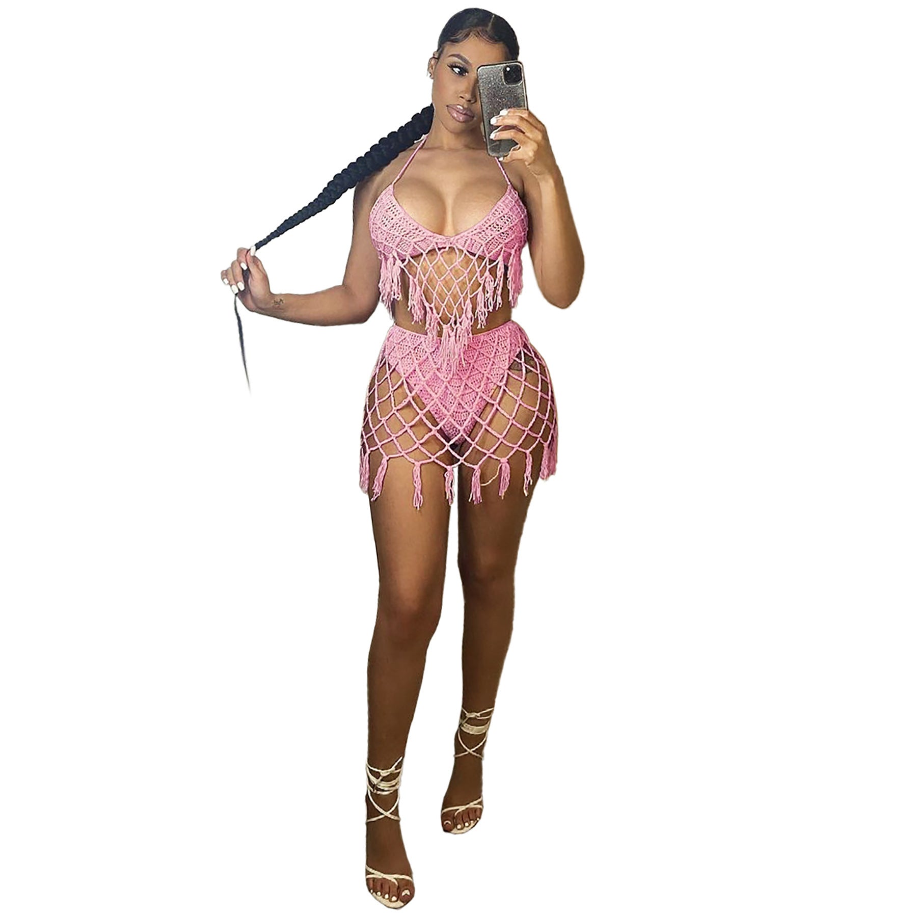 Seaside Blouse Knitted Casual Swimwear Set - Aqova
