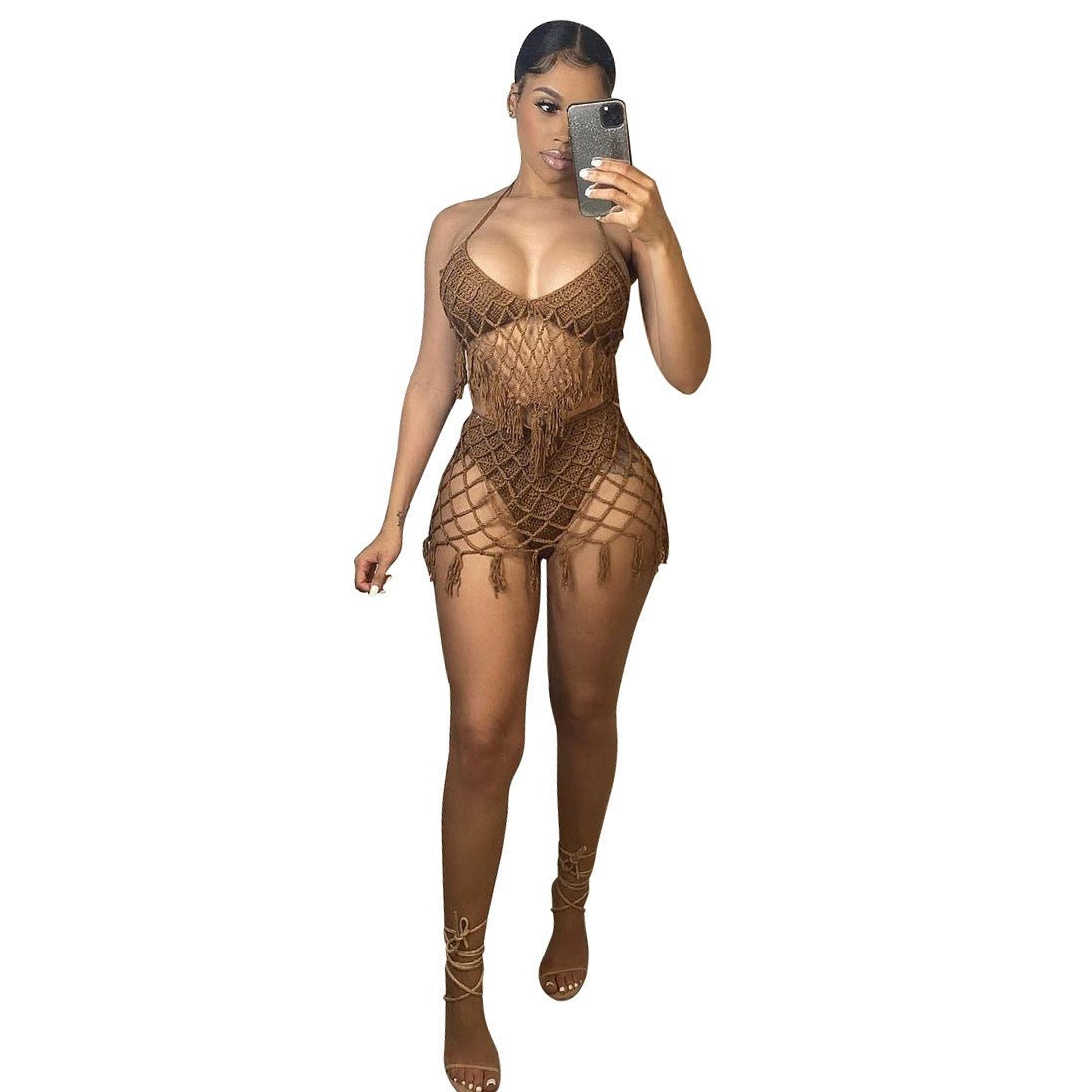 Seaside Blouse Knitted Casual Swimwear Set - Aqova