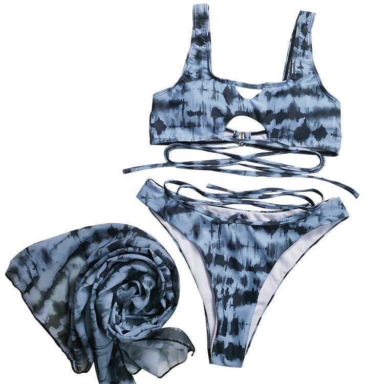 Sexy 3 - Piece Bikini Set for Women - Push - Up Padded Summer Swimwear - Aqova