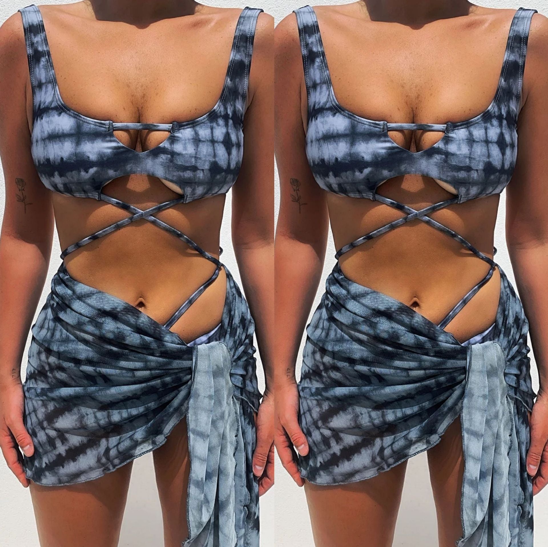 Sexy 3 - Piece Bikini Set for Women - Push - Up Padded Summer Swimwear - Aqova
