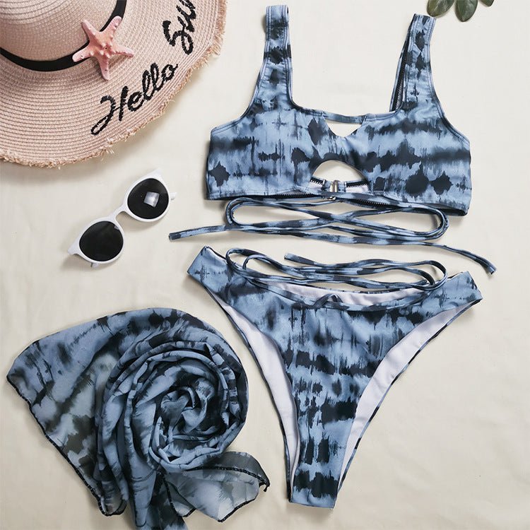 Sexy 3 - Piece Bikini Set for Women - Push - Up Padded Summer Swimwear - Aqova