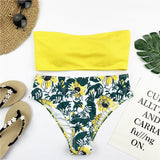 Sexy Bandeau Bikini Set Women Print Swimwear - Aqova