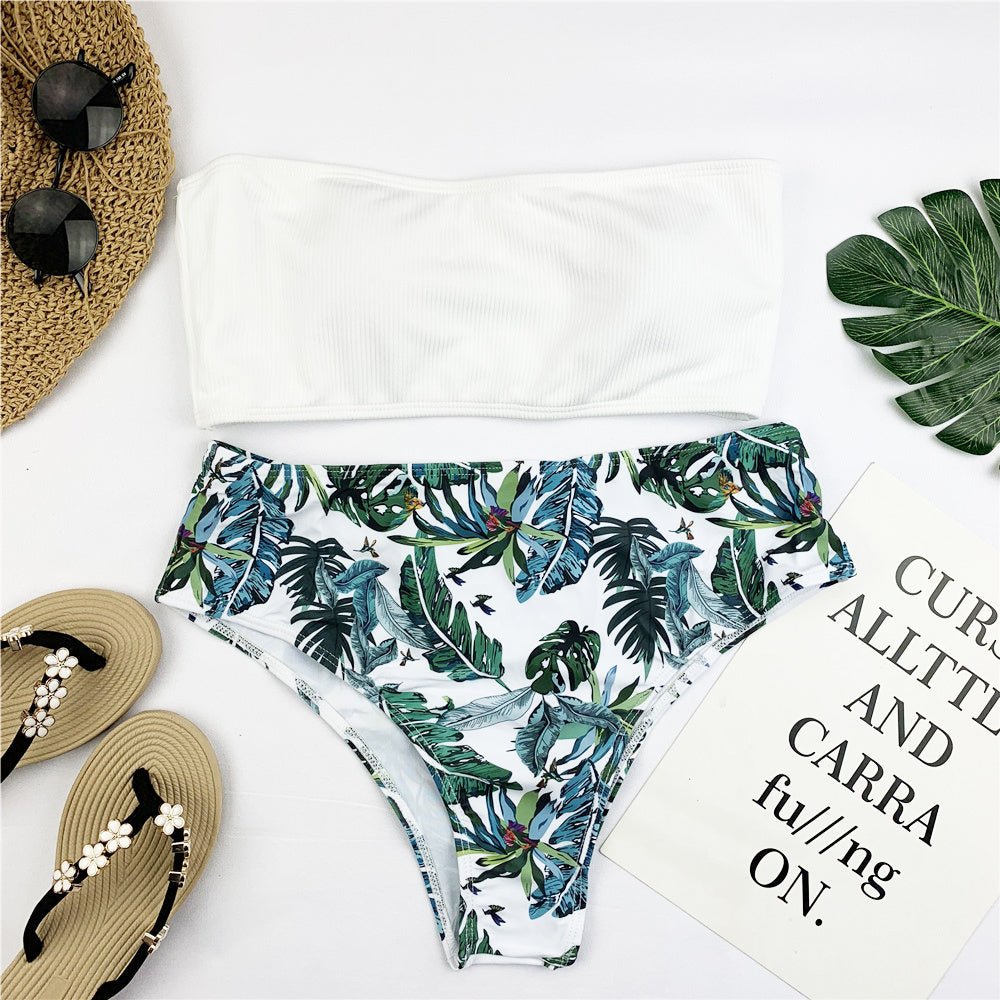 Sexy Bandeau Bikini Set Women Print Swimwear - Aqova