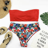 Sexy Bandeau Bikini Set Women Print Swimwear - Aqova
