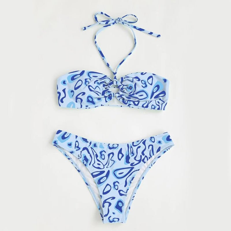 Sexy Bandeau Bikini Swimsuit - Floral Split Design for Women - Aqova