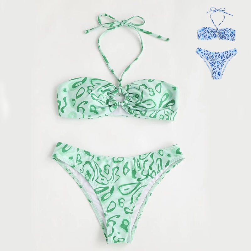 Sexy Bandeau Bikini Swimsuit - Floral Split Design for Women - Aqova