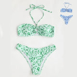 Sexy Bandeau Bikini Swimsuit - Floral Split Design for Women - Aqova