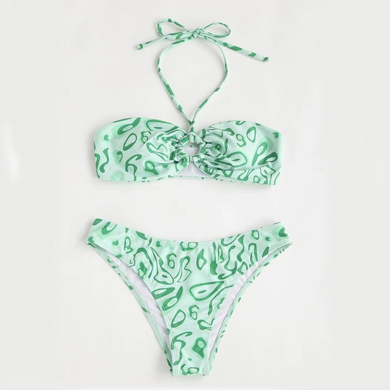 Sexy Bandeau Bikini Swimsuit - Floral Split Design for Women - Aqova