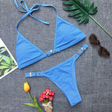 Sexy Black Thong Bikini Set - Adjustable Women's Swimwear for Fitness - Aqova