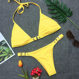 Sexy Black Thong Bikini Set - Adjustable Women's Swimwear for Fitness - Aqova