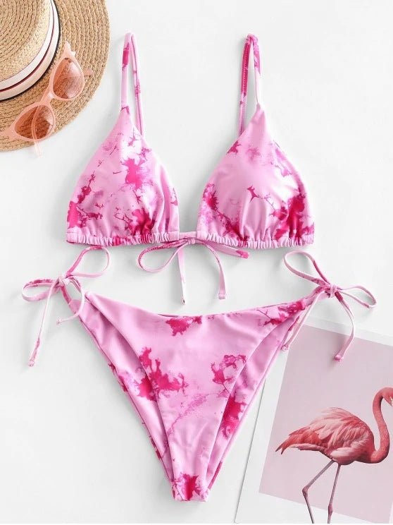 Sexy Halter Tie Dye Bikini Set - Aqova