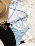 High Waist Bikini Swimwear - Sexy Quick-Drying Sky Blue Swimwear for Women - Aqova