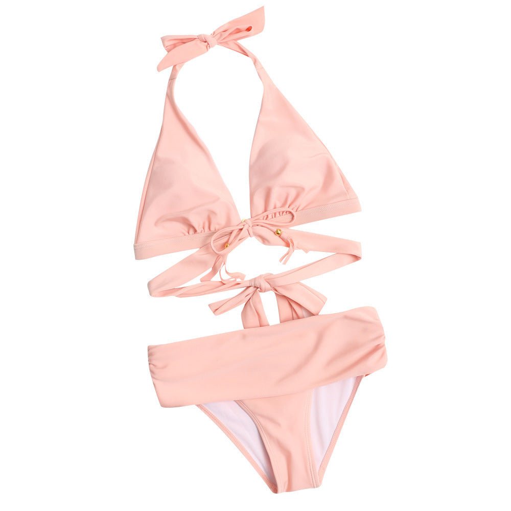 Sexy High Waist Split Bikini Swimsuit - Stylish Summer Swimwear for All - Aqova