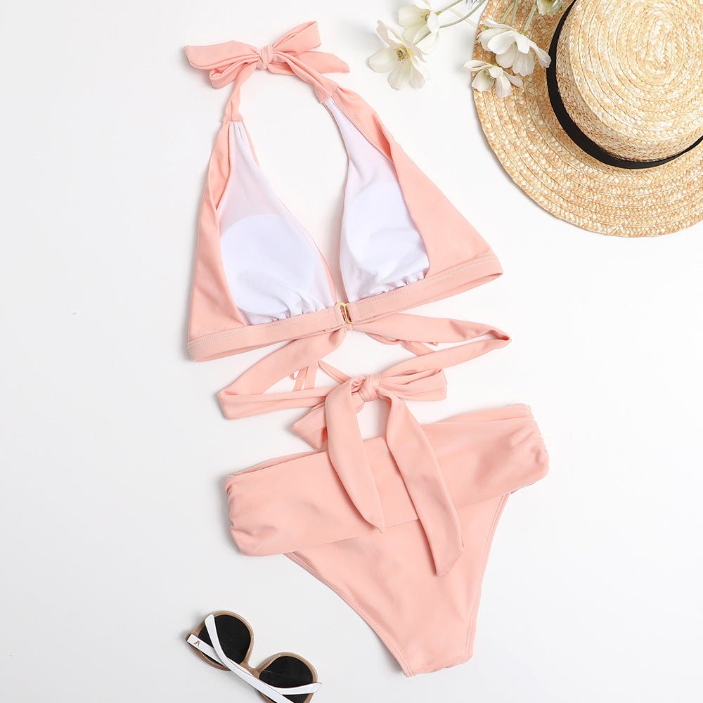 Sexy High Waist Split Bikini Swimsuit - Stylish Summer Swimwear for All - Aqova