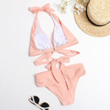 Sexy High Waist Split Bikini Swimsuit - Stylish Summer Swimwear for All - Aqova