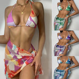 Sexy Lace - Up Backless Split Swimsuit Three - Piece Stitching Bikini - Aqova