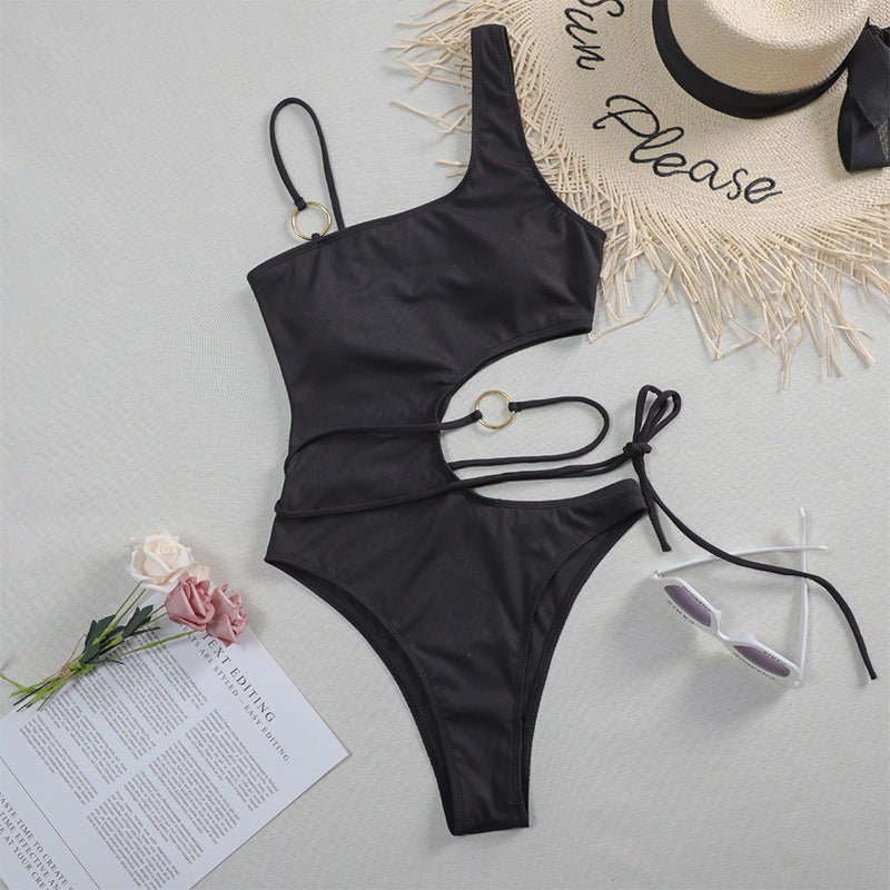 Sexy Lace - up One - Piece Swimsuit - Hollow Bikini in Multiple Sizes - Aqova