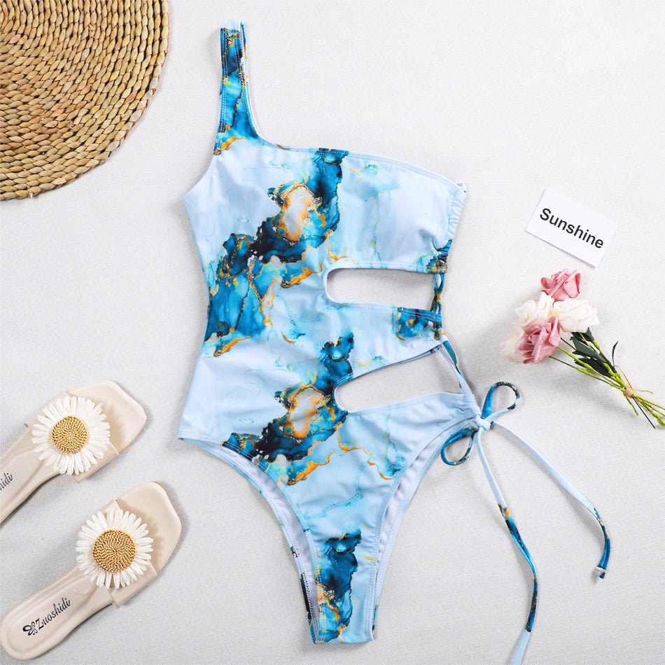 Sexy Lace - up One - Piece Swimsuit - Hollow Bikini in Multiple Sizes - Aqova