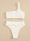 Sexy Lady In Swimsuit Solid Color Bikini One - shoulder - Aqova