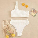 Sexy Lady In Swimsuit Solid Color Bikini One - shoulder - Aqova