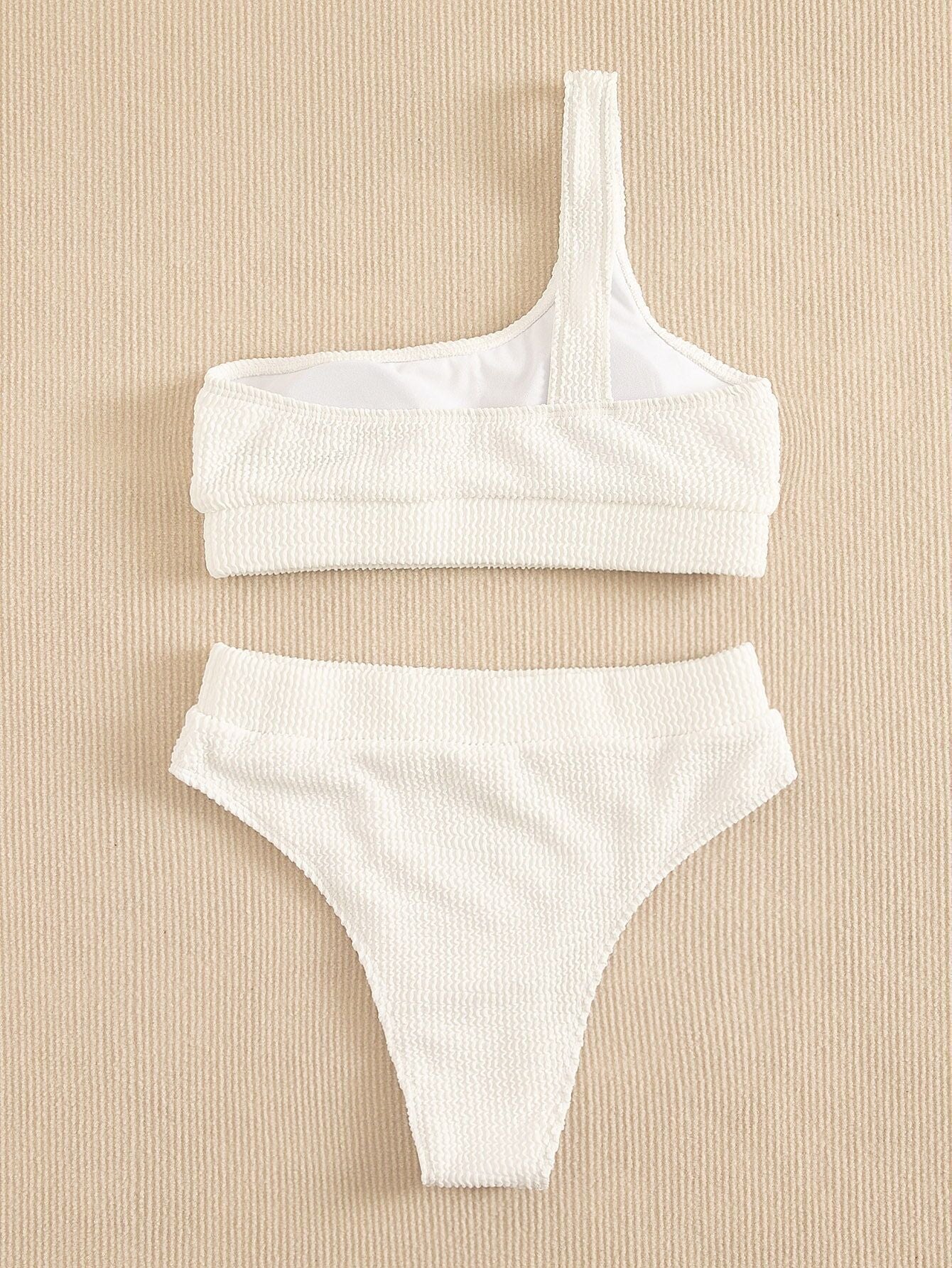 Sexy Lady In Swimsuit Solid Color Bikini One - shoulder - Aqova