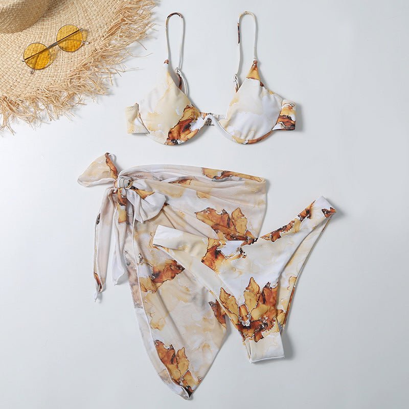 Sexy Leopard Print Three - Piece Swimsuit Set for Women - Stylish Swimwear - Aqova