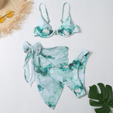 Sexy Leopard Print Three - Piece Swimsuit Set for Women - Stylish Swimwear - Aqova