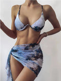 Sexy Leopard Print Three - Piece Swimsuit Set for Women - Stylish Swimwear - Aqova