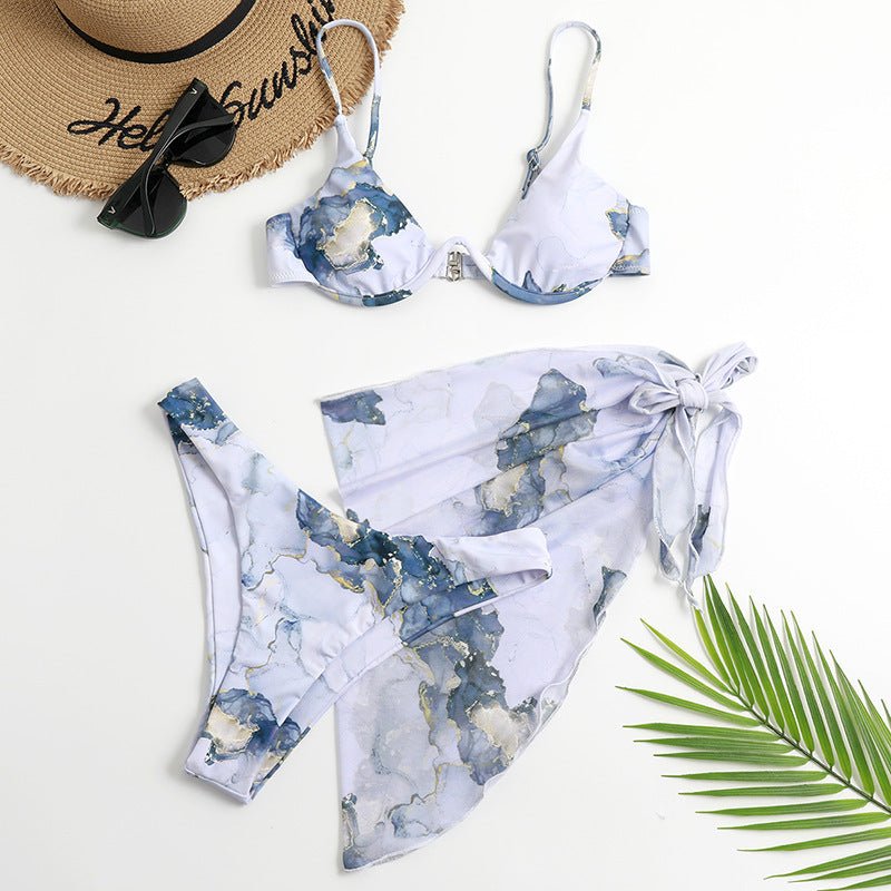 Sexy Leopard Print Three - Piece Swimsuit Set for Women - Stylish Swimwear - Aqova