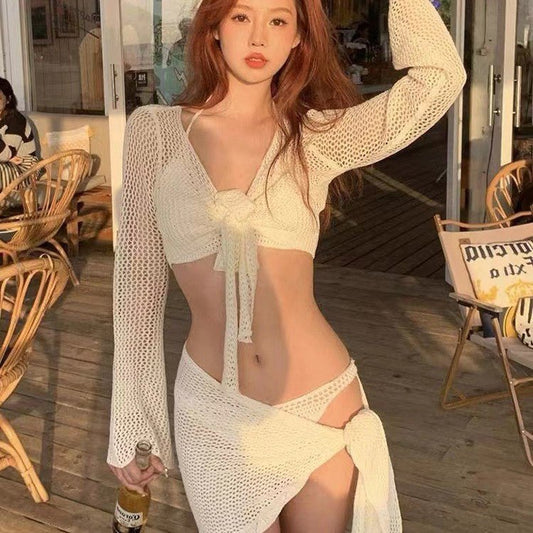 Sexy Long - Sleeved Knitted Swimsuit - Pure Desire Style for Holidays - Aqova