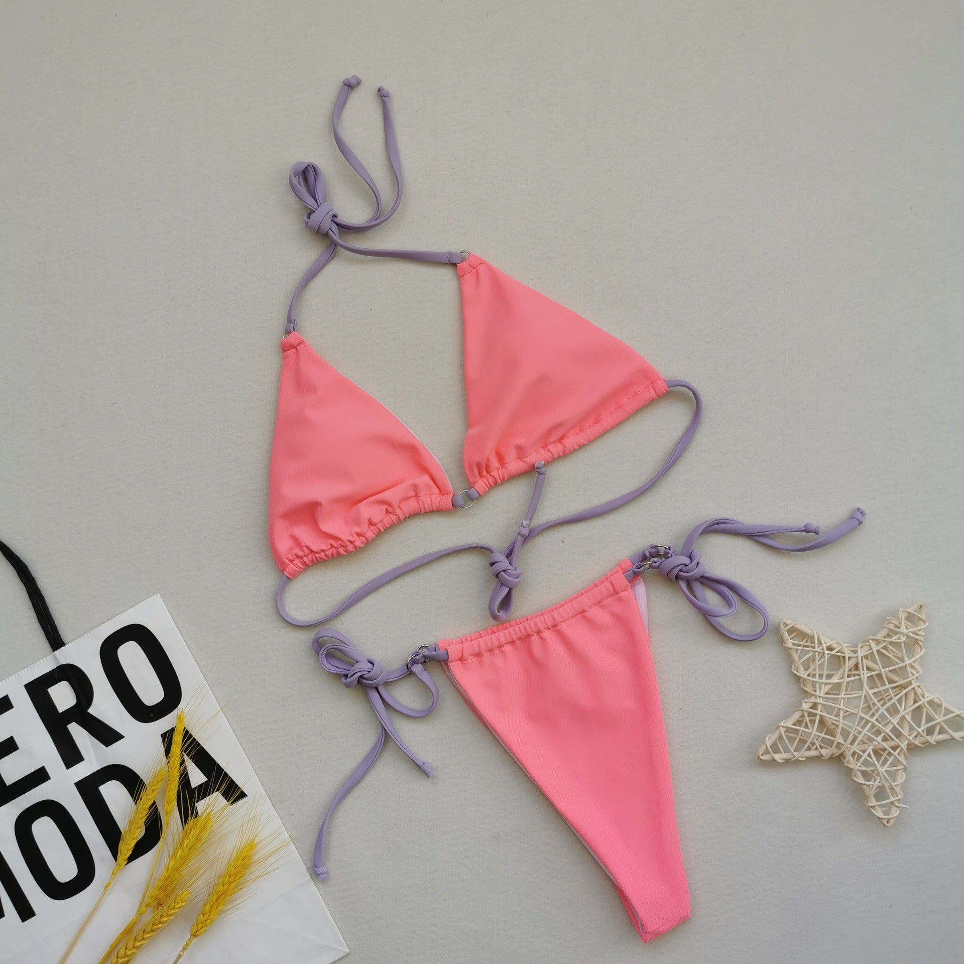 Sexy Multicolor Halter Bikini Swimsuit - Quick - Drying, Tight - Fitting Design - Aqova
