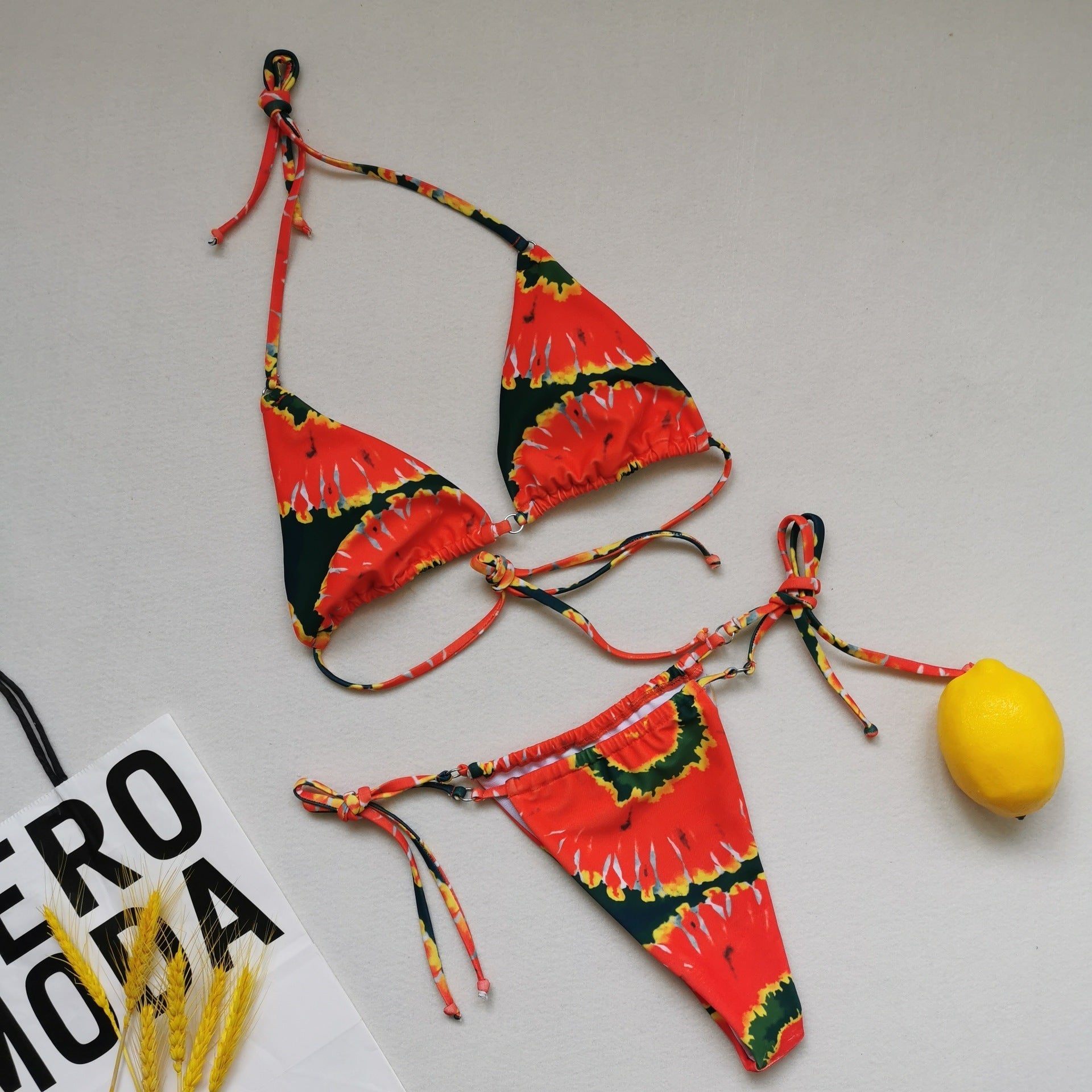 Sexy Multicolor Halter Bikini Swimsuit - Quick - Drying, Tight - Fitting Design - Aqova