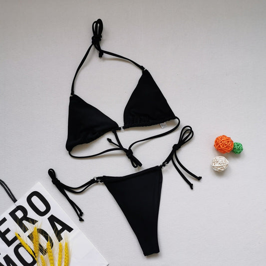 Sexy Multicolor Halter Bikini Swimsuit - Quick - Drying, Tight - Fitting Design - Aqova