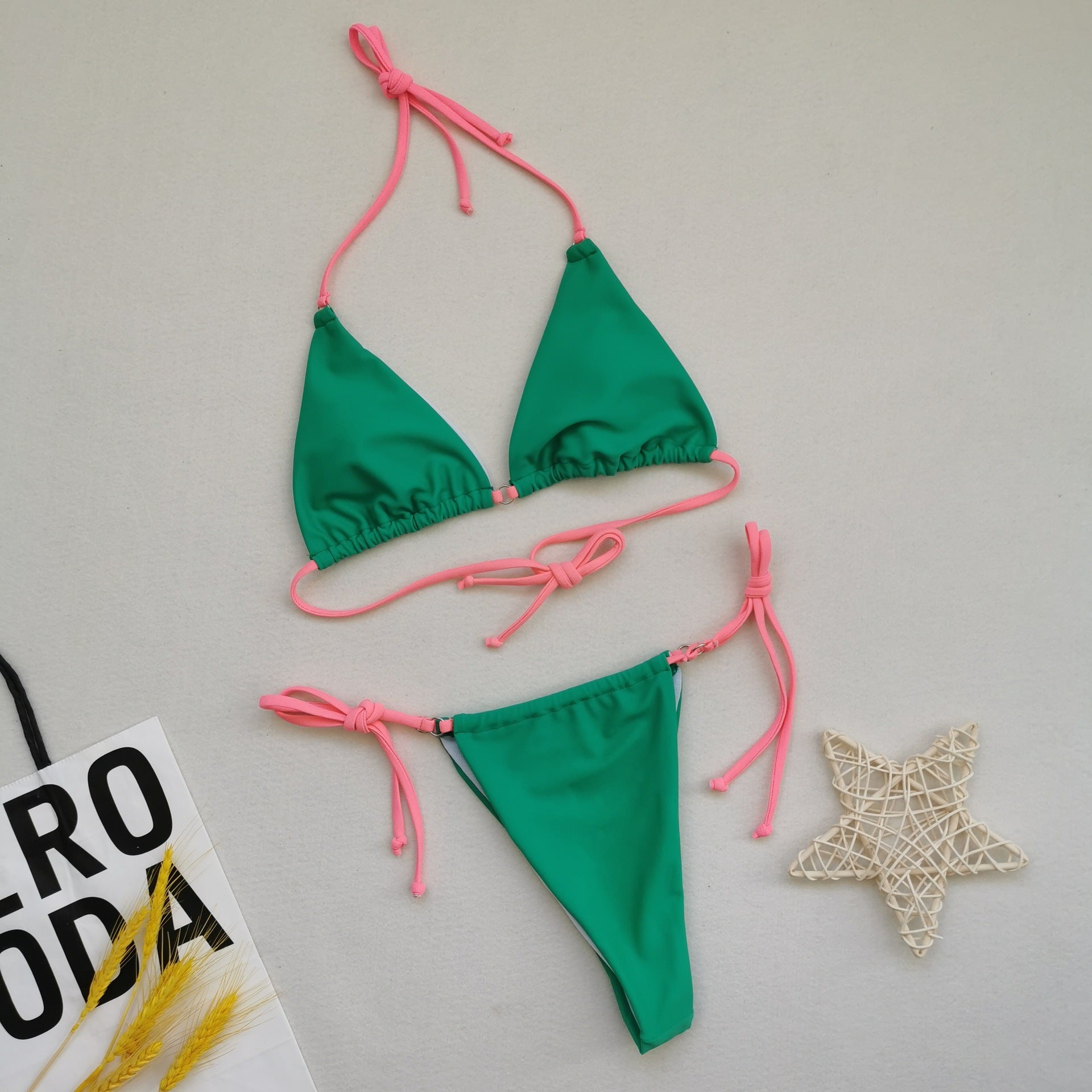Sexy Multicolor Halter Bikini Swimsuit - Quick - Drying, Tight - Fitting Design - Aqova