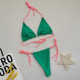 Sexy Multicolor Halter Bikini Swimsuit - Quick - Drying, Tight - Fitting Design - Aqova